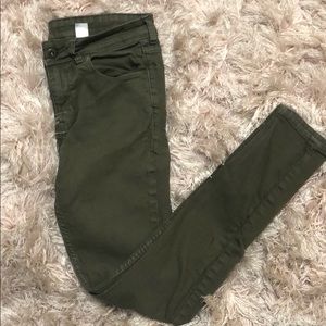 Olive green low-waisted jeans